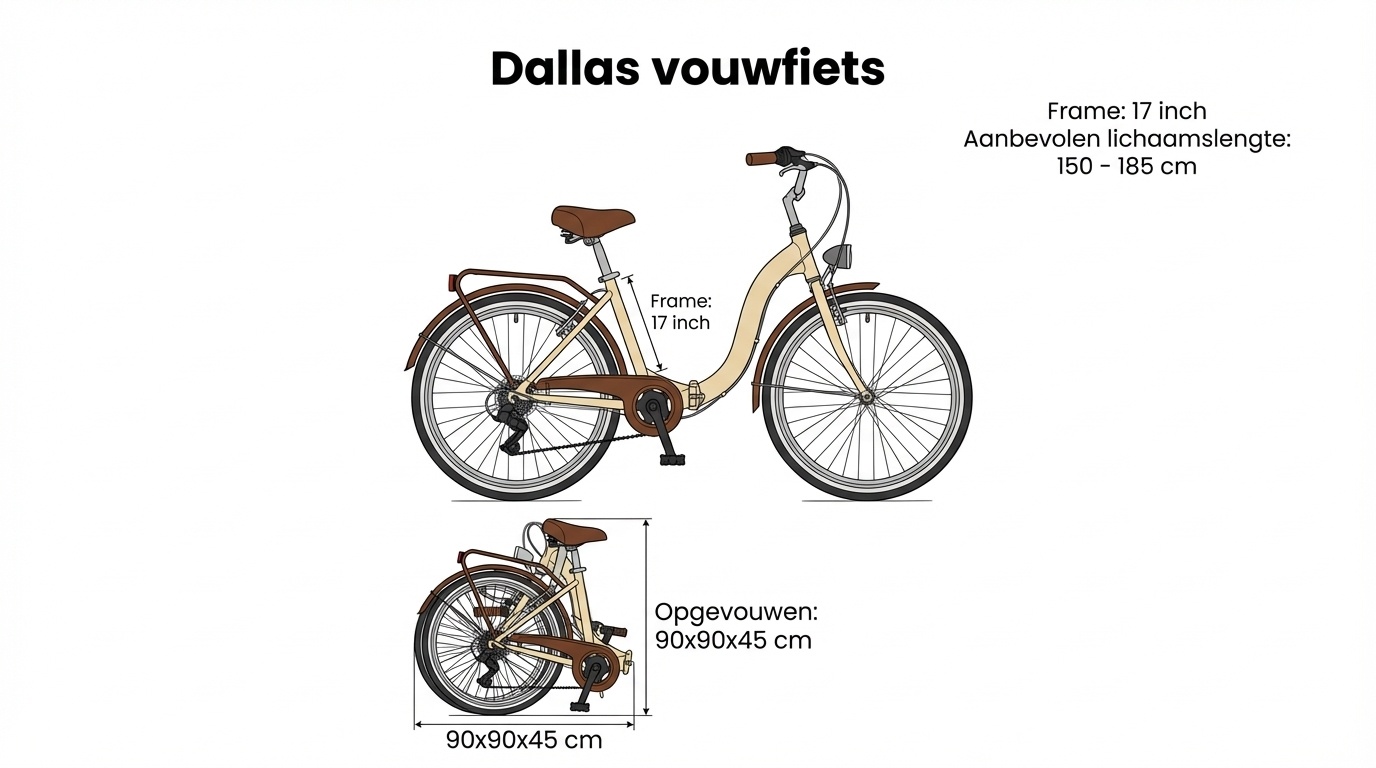 Vouwfiets - 26 inch - met 7 versnellingen - crème bruin