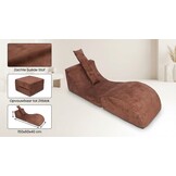 Relaxfauteuil bruin - Opvouwbaar, Suède, 150x60x40 cm