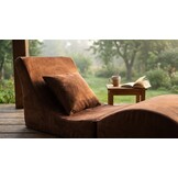 Relaxfauteuil bruin - Opvouwbaar, Suède, 150x60x40 cm