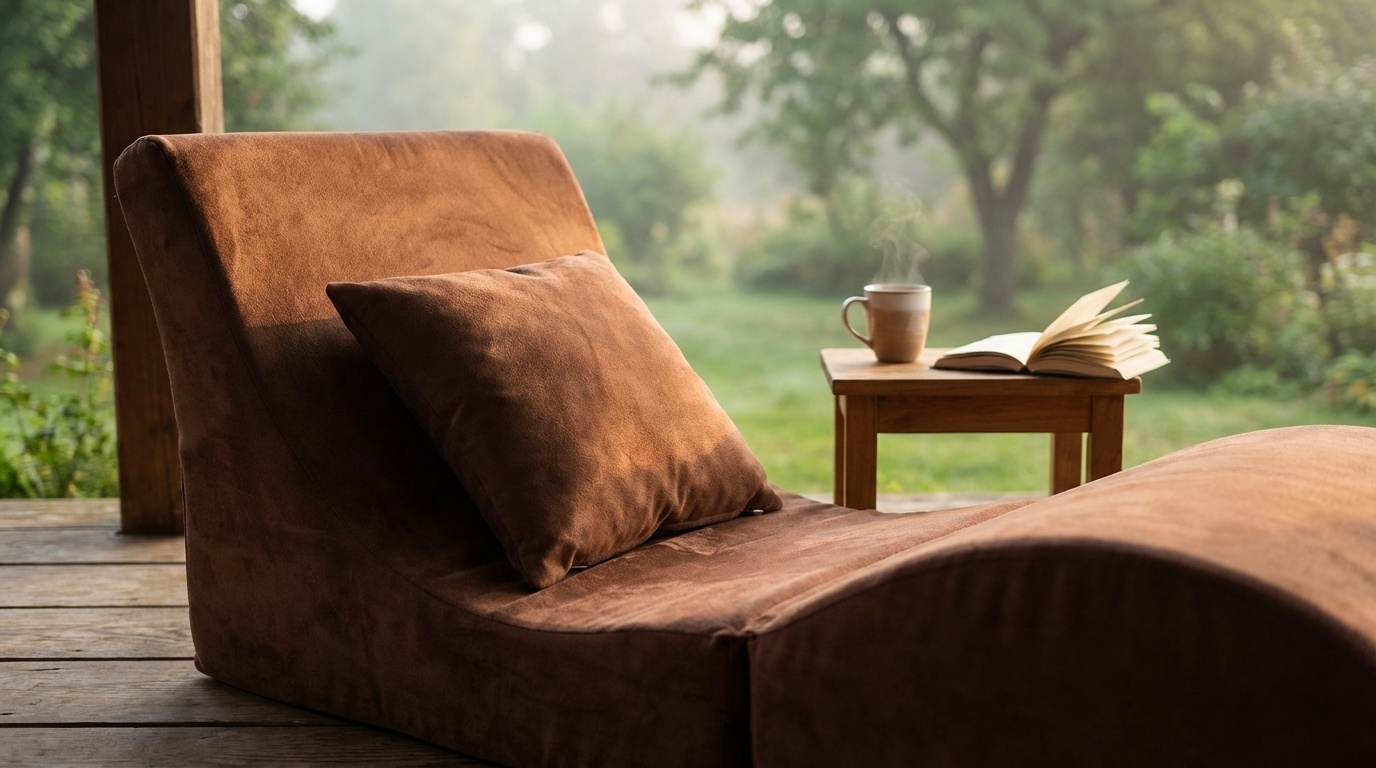 Relaxfauteuil bruin - Opvouwbaar, Suède, 150x60x40 cm