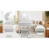 Kaptafel met spiegel en kruk - Wit Grenen/MDF 80x40x137cm