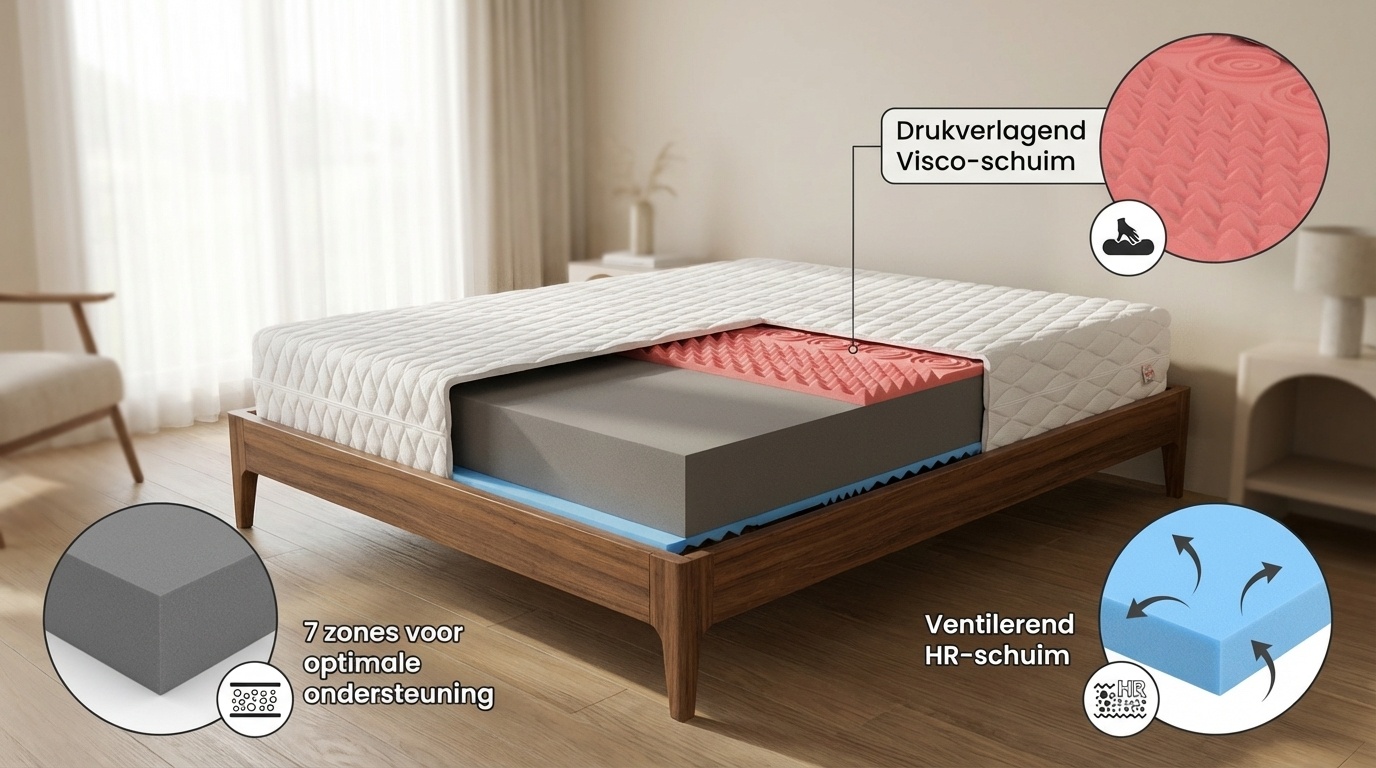 Schuimmatras dik 14cm 160x200 wit HR-schuim Visco