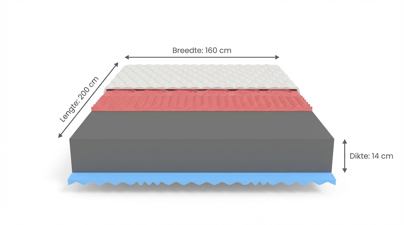Schuimmatras dik 14cm 160x200 wit HR-schuim Visco
