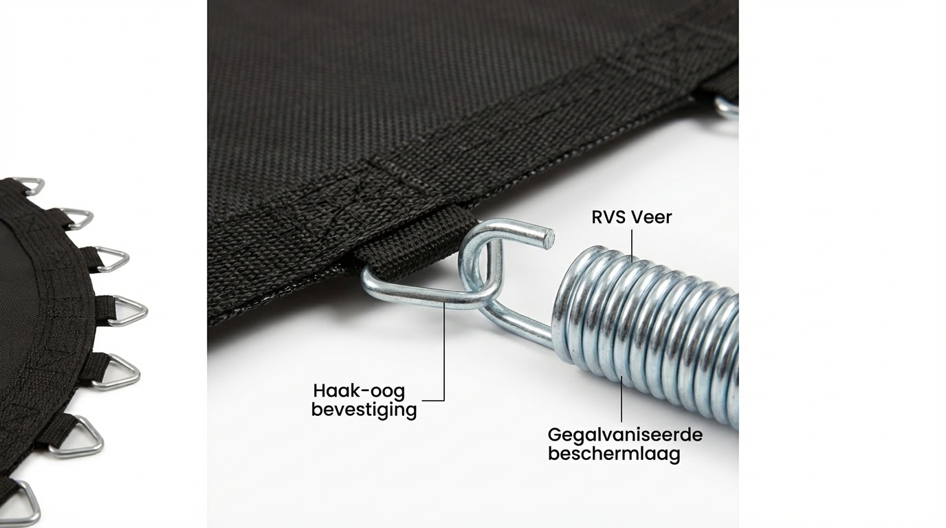 Trampoline springmat & veren set - 54 veren - 10 Ft - 304 cm tot 312 cm diameter