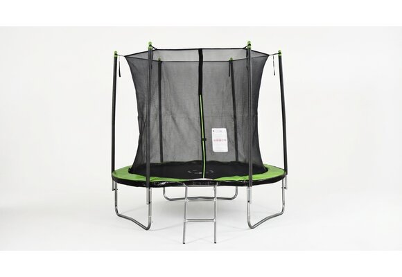 Trampoline 244 cm rond - met net en ladder – groen/zwart