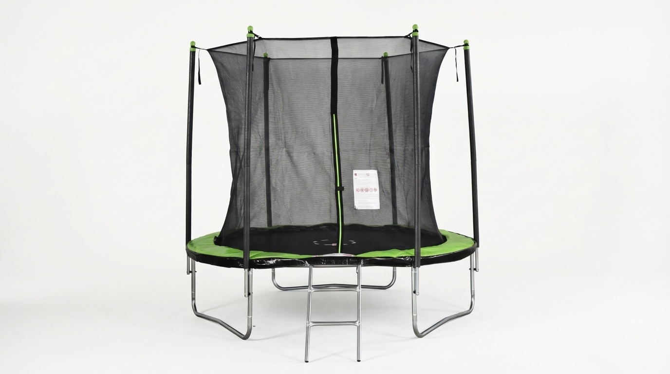 Trampoline 244 cm rond - met net en ladder – groen/zwart