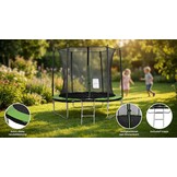 Trampoline 244 cm rond - met net en ladder – groen/zwart