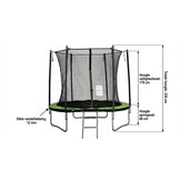 Trampoline 244 cm rond - met net en ladder – groen/zwart