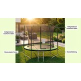 Trampoline 244 cm rond - met net en ladder – groen/zwart