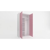 Kledingkast wit roze - 90x190x50cm MDF & Grenenhout