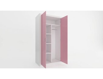 Kledingkast wit roze - 90x190x50cm MDF & Grenenhout