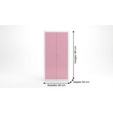 Kledingkast wit roze - 90x190x50cm MDF & Grenenhout