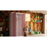 Kledingkast wit roze - 90x190x50cm MDF & Grenenhout