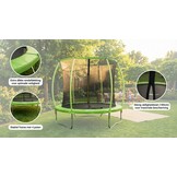 Trampoline 305 cm rond - met veiligheidsnet – groen/zwart