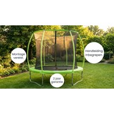 Trampoline 305 cm rond - met veiligheidsnet – groen/zwart