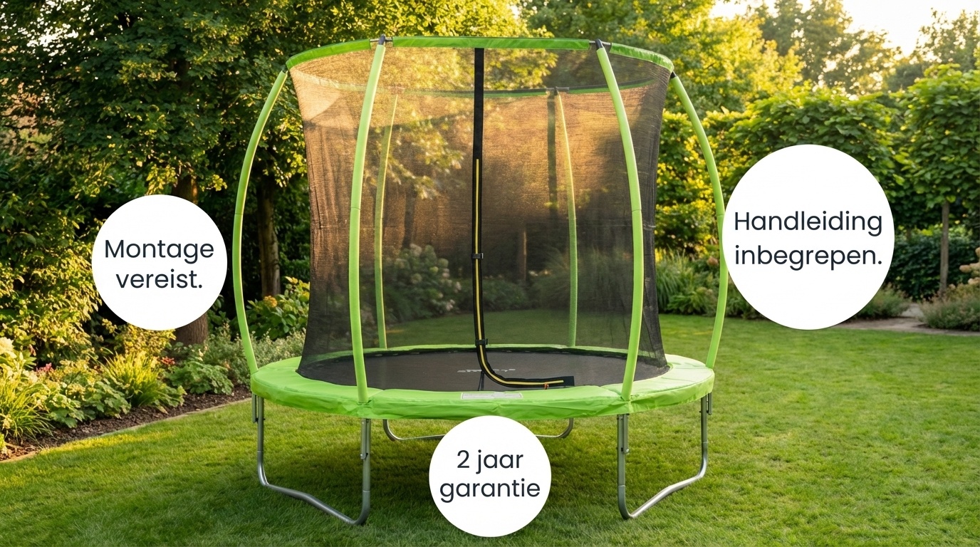 Trampoline 305 cm rond - met veiligheidsnet – groen/zwart