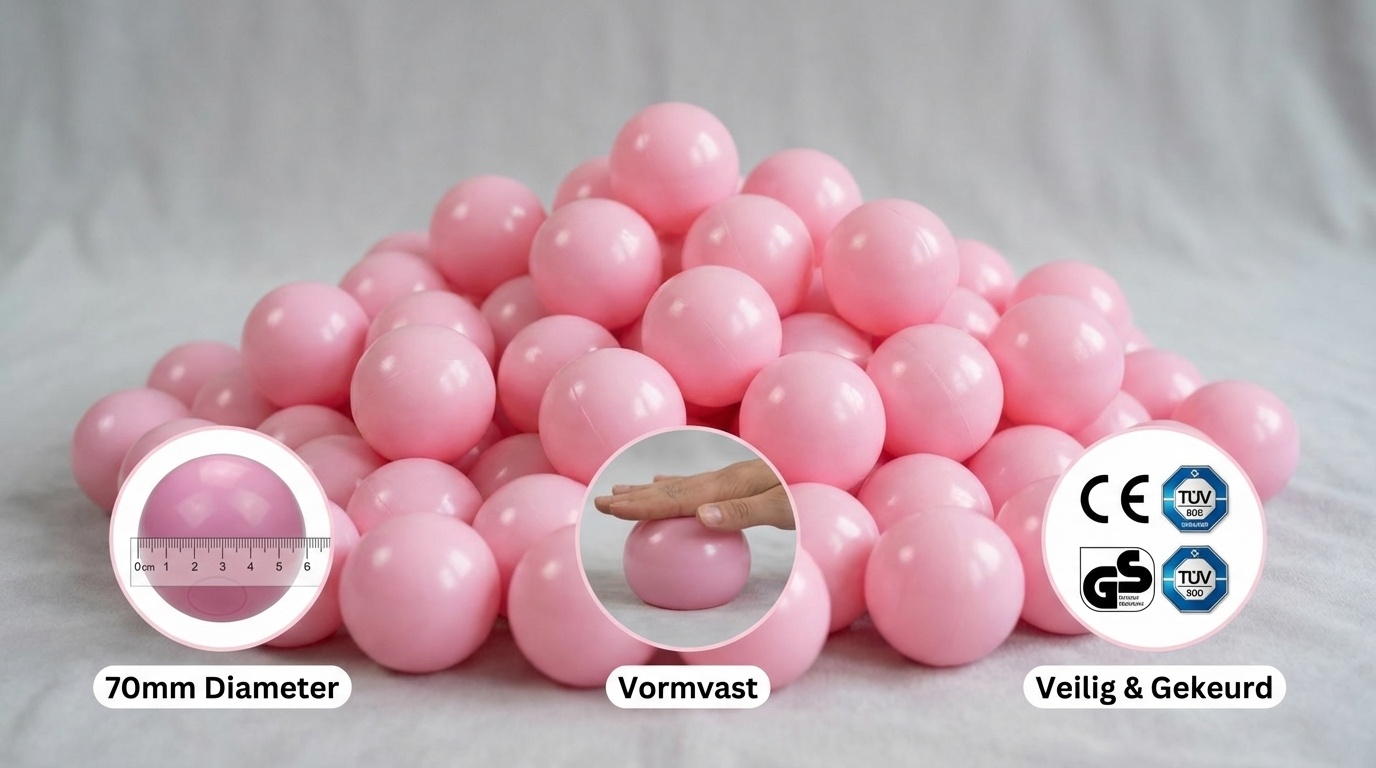 Ballenbak ballen poeder roze (70mm) 1000 stuks