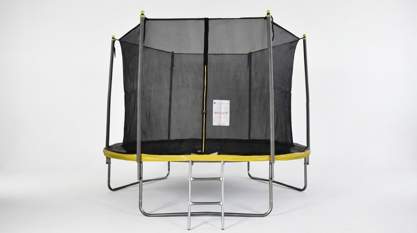 Trampoline 305 cm rond - met net en ladder – geel/zwart