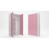 Kledingkast 90 cm breed - Wit/Roze MDF & Grenenhout 90x190x50cm