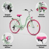 Meisjesfiets - 26 inch - met 7 versnellingen - mintgroen roze