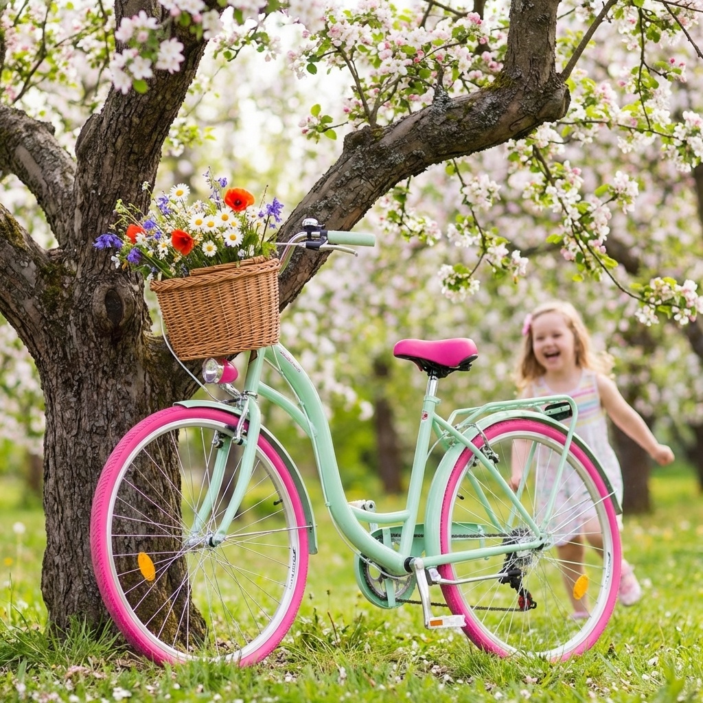 Meisjesfiets - 26 inch - met 7 versnellingen - mintgroen roze