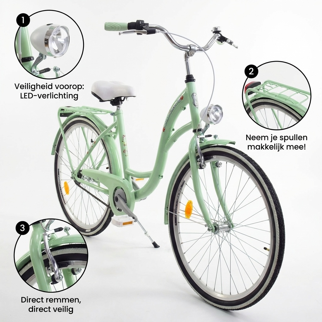 Meisjesfiets 24 inch stevig model in mint van Dallas Bike