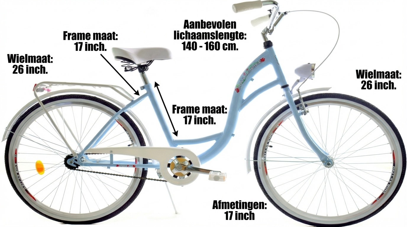 Meisjesfiets - 26 inch - stadsfiets - lichtblauw wit