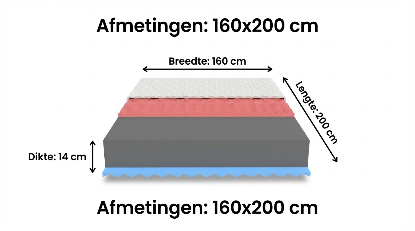 Matras 160x200 HR schuim | 14cm dik, H3 hard, wit, HR & Visco