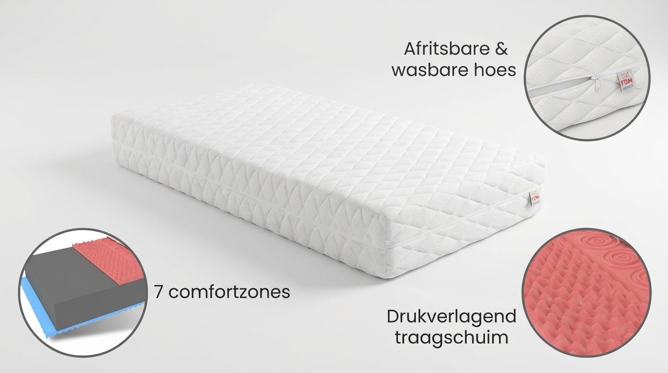 Traagschuim matras 160x200cm H3 Wit 14cm HR + Visco