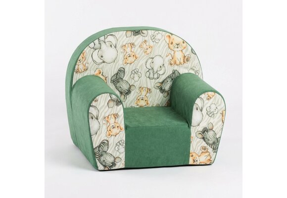 Kinderfauteuil - 60x40x45 cm - jungle dieren - groen