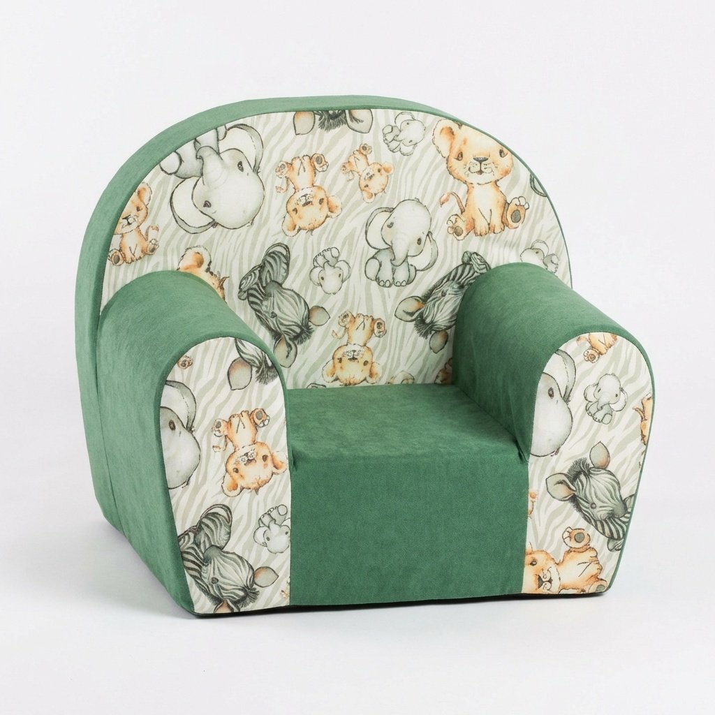 Kinderfauteuil - 60x40x45 cm - jungle dieren - groen