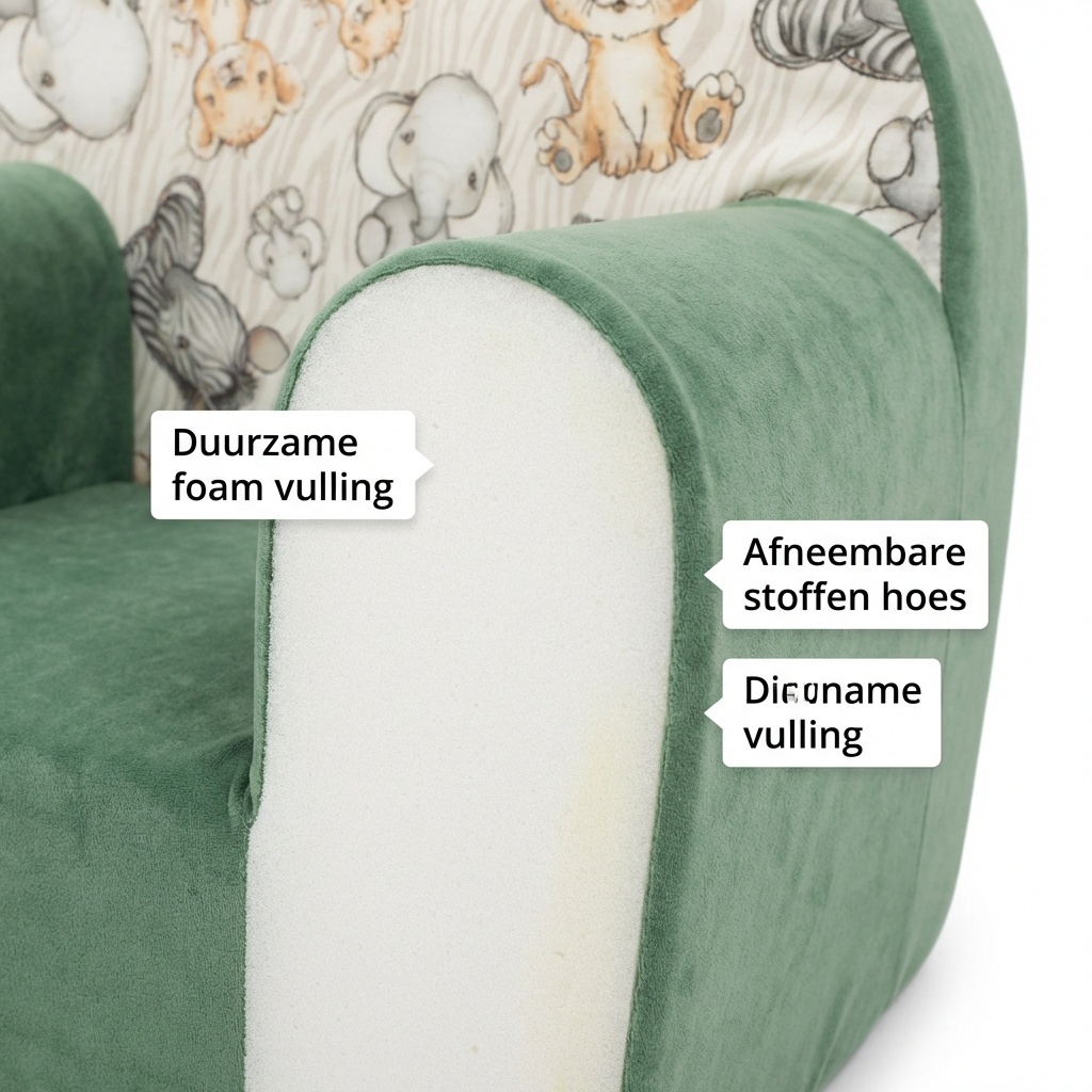 Kinderfauteuil - 60x40x45 cm - jungle dieren - groen