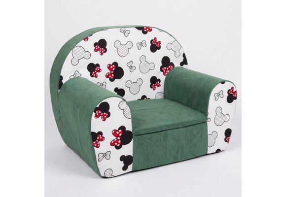 Kinderfauteuil - 60x40x45 cm - muis oren met rode strik - groen