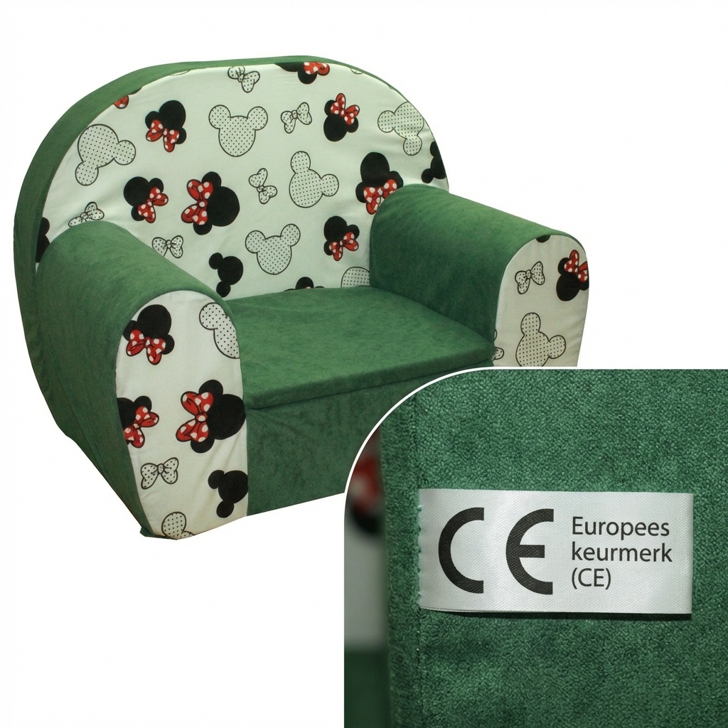 Kinderfauteuil - 60x40x45 cm - muis oren met rode strik - groen