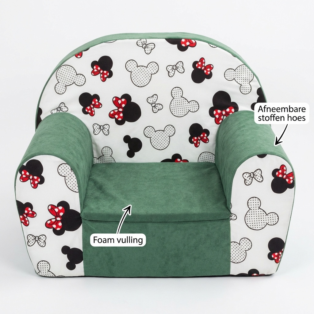 Kinderfauteuil - 60x40x45 cm - muis oren met rode strik - groen