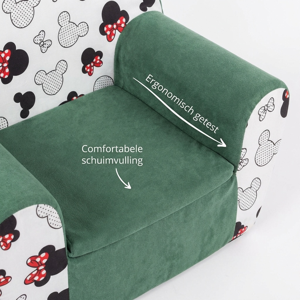 Kinderfauteuil - 60x40x45 cm - muis oren met rode strik - groen