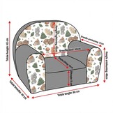 Kinderfauteuil - 60x40x45 cm - bos dieren - grijs