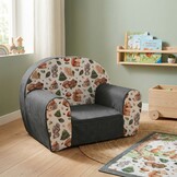 Kinderfauteuil - 60x40x45 cm - bos dieren - grijs