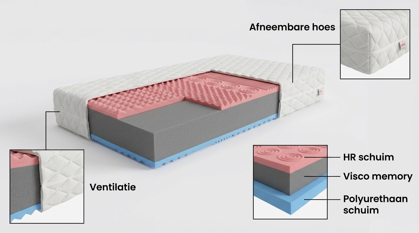 Schuim matras H3 160x200cm dikte 14cm HR schuim + Visco