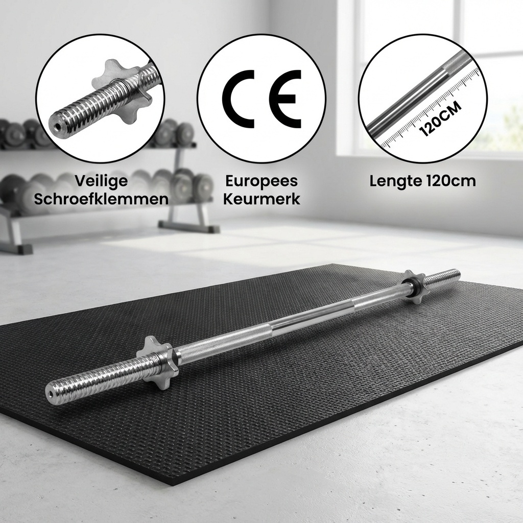 Halterstang  recht - 120 cm - met schroefklemmen - tot 120 kg