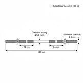 Halterstang  recht - 120 cm - met schroefklemmen - tot 120 kg