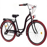 Meisjesfiets 26 inch - stadsfiets 7 versnellingen - zwart rood