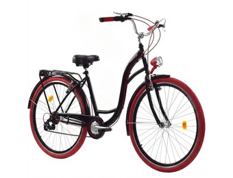 Meisjesfiets 26 inch - stadsfiets 7 versnellingen - zwart rood