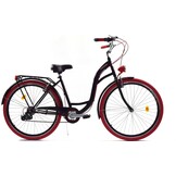 Meisjesfiets 26 inch - stadsfiets 7 versnellingen - zwart rood