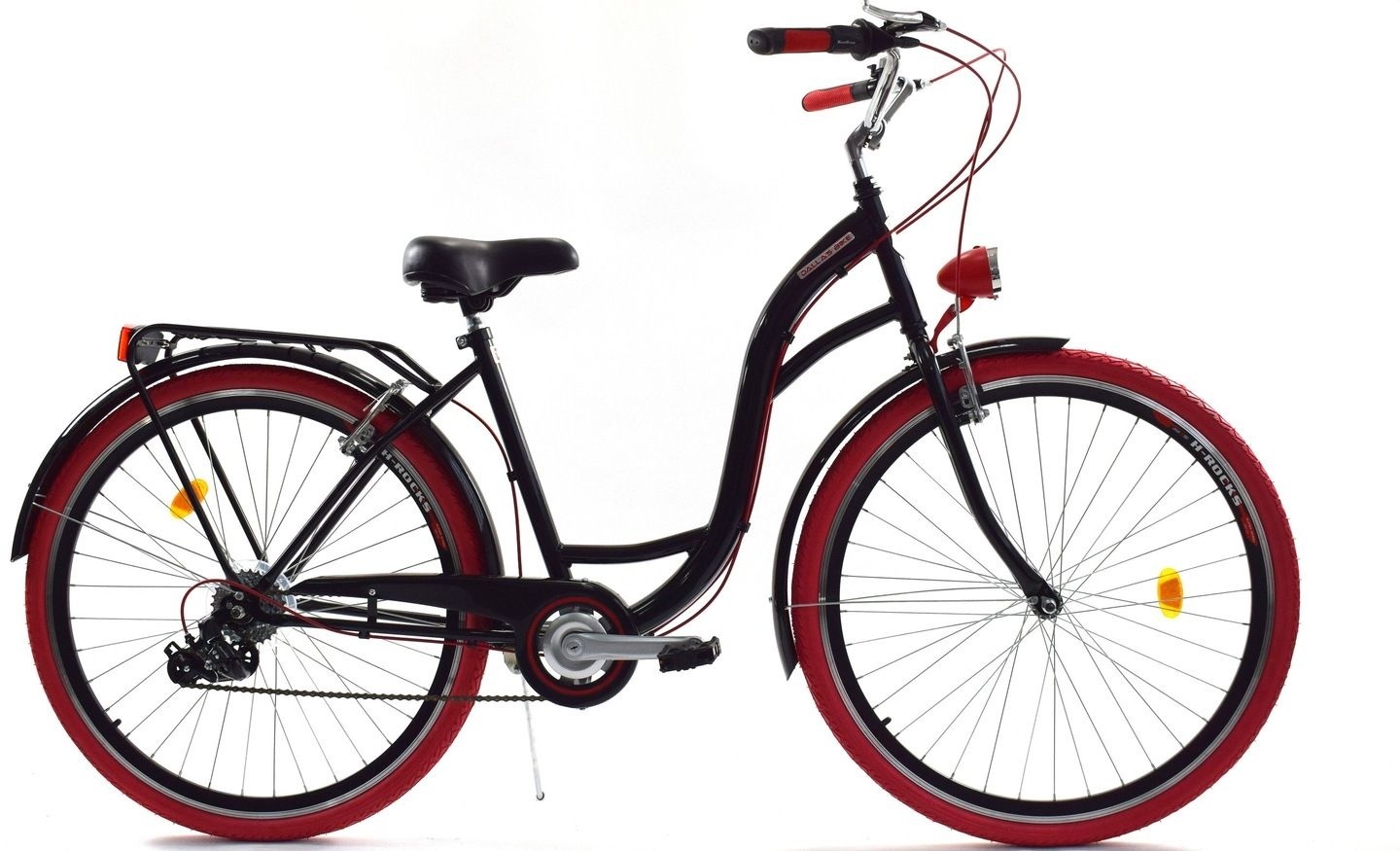 Meisjesfiets 26 inch - stadsfiets 7 versnellingen - zwart rood