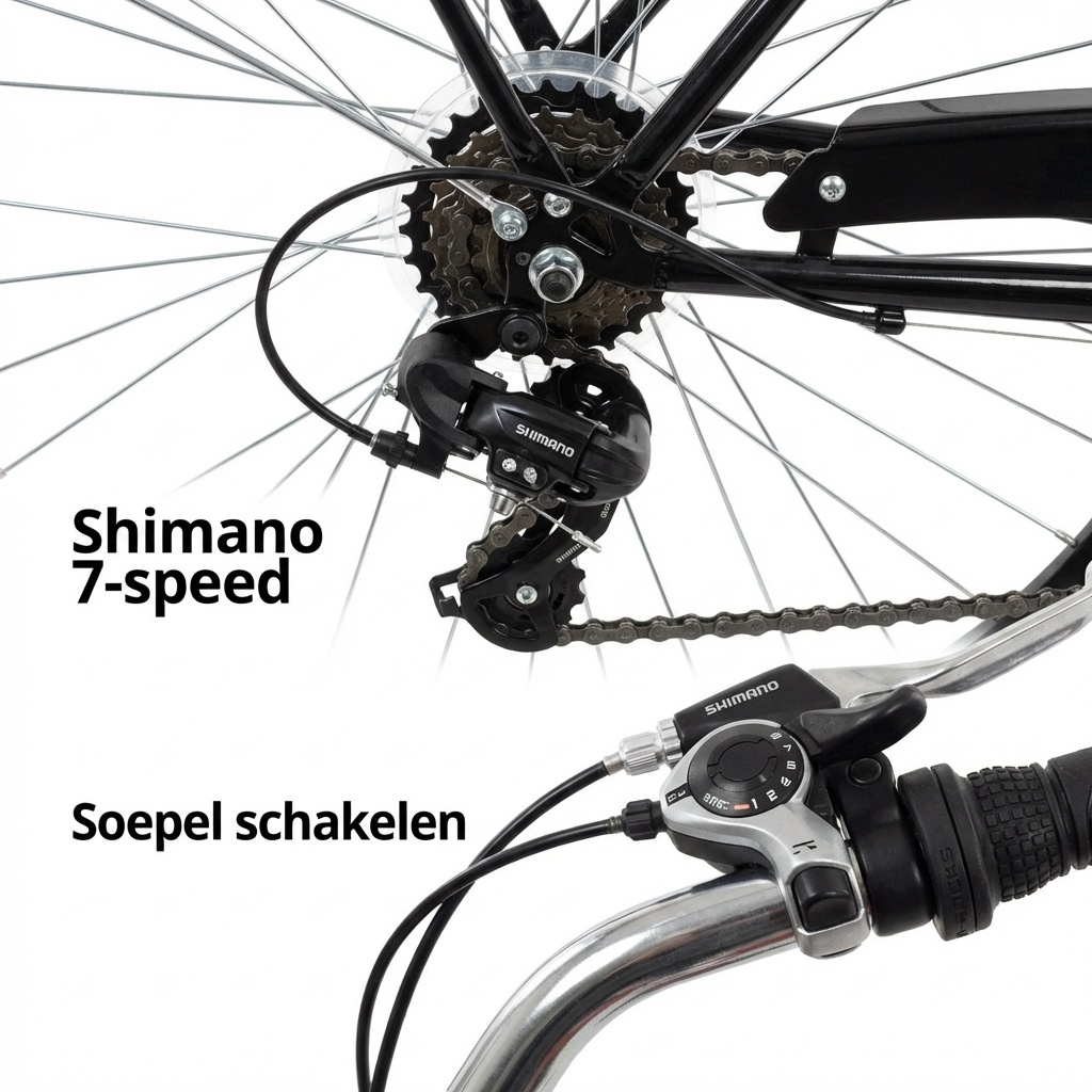 Meisjesfiets 26 inch - stadsfiets 7 versnellingen - zwart rood