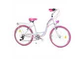 Meisjesfiets 26 inch - stadsfiets 7 versnellingen - wit roze