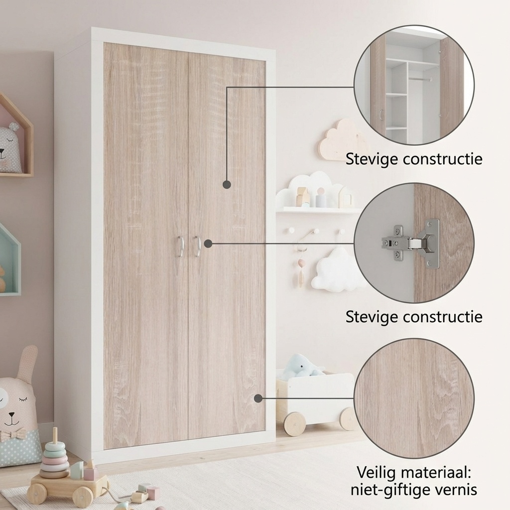 Kledingkast wit hout 90x190x50 cm - Spaanplaat/MDF