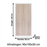 Kledingkast wit hout 90x190x50 cm - Spaanplaat/MDF