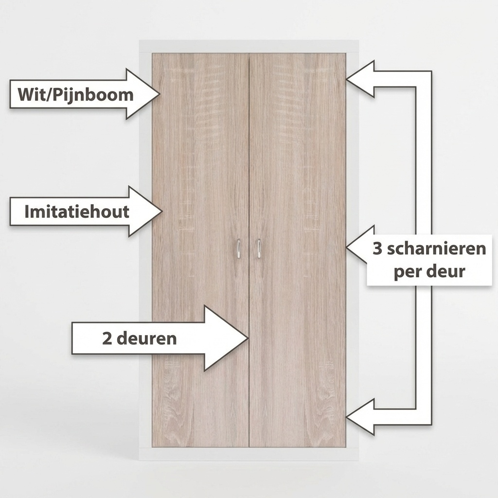 Kledingkast wit hout 90x190x50 cm - Spaanplaat/MDF